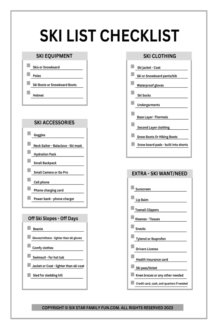 Ultimate Ski List Checklist For Your Family Six Star Family Fun Ultimate Ski List Checklist For Your Family Six Star Family Fun